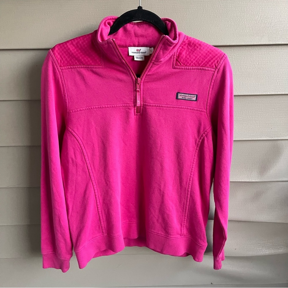 Vineyard Vines Sweatshirt Women Small Pink Cotton 1/4 Zip Long Sleeves Pullover
